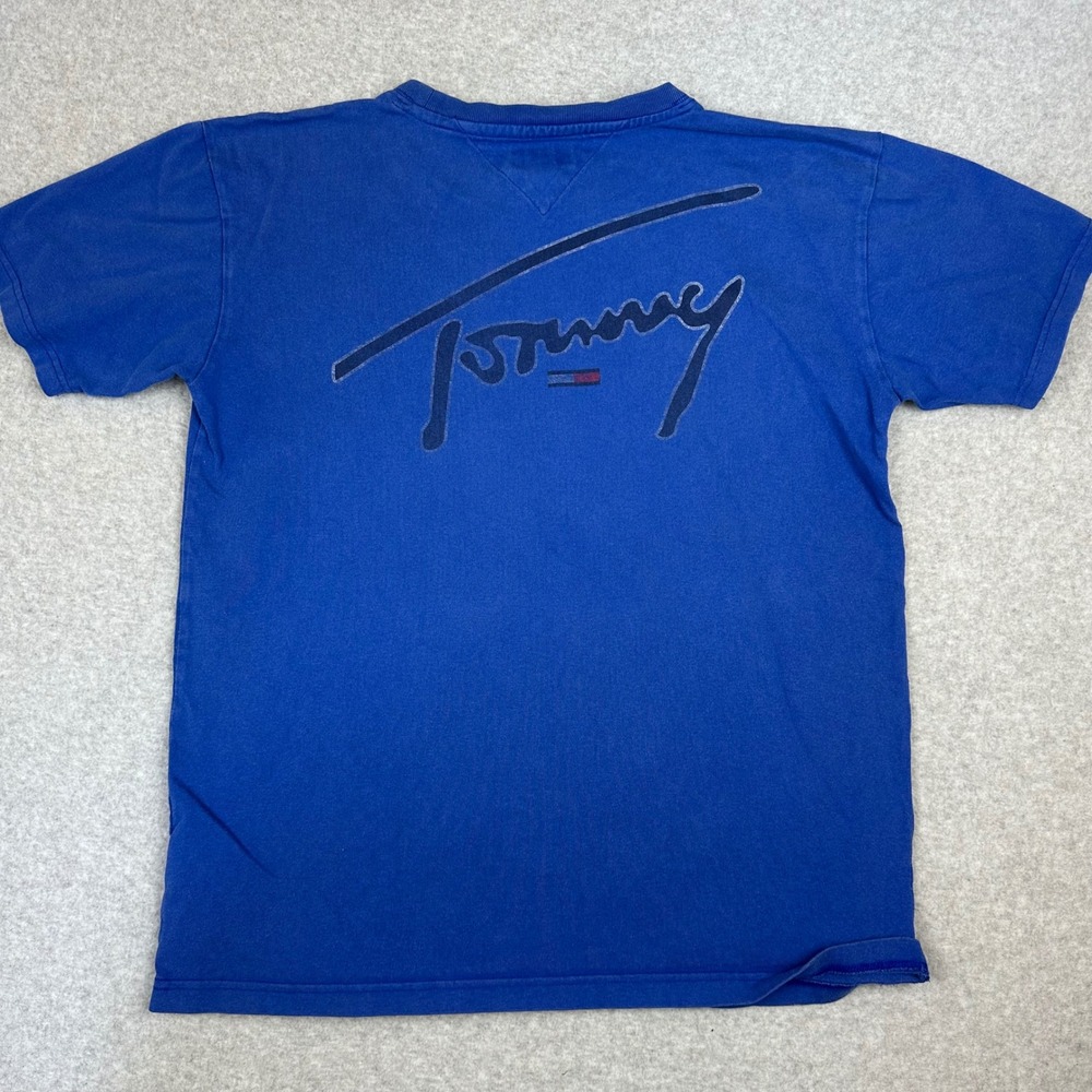 Tommy Jeans Mens‎ Blue Script Logo Graphic T-Shirt Medium DM05674 - Picture 6 of 9